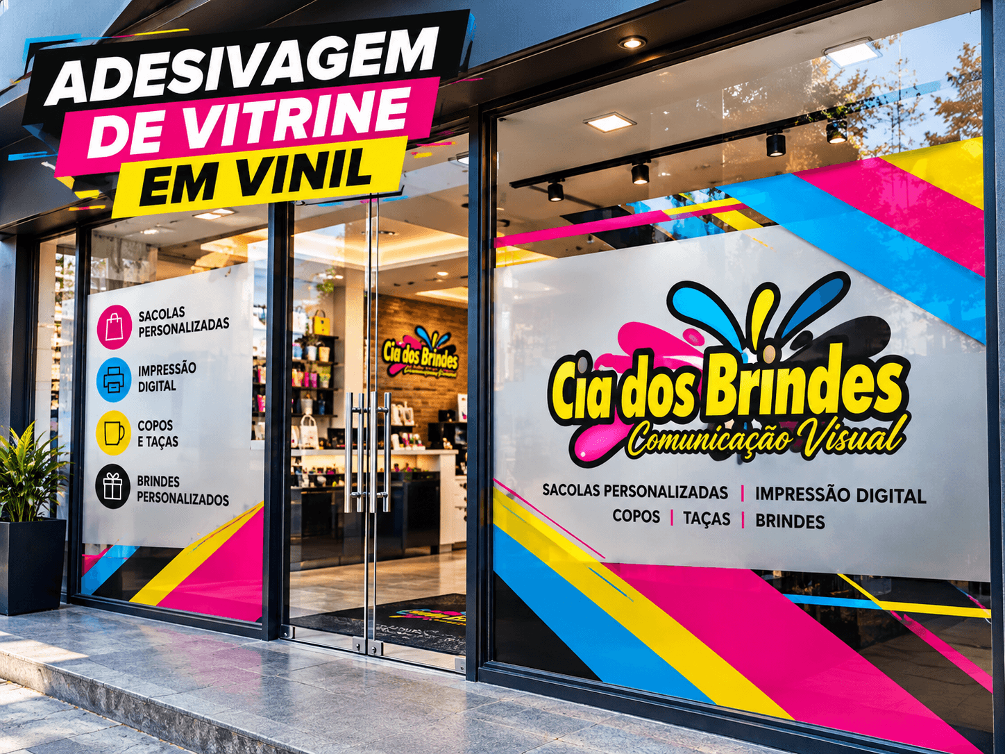 Adesivagem de vitrine em vinil