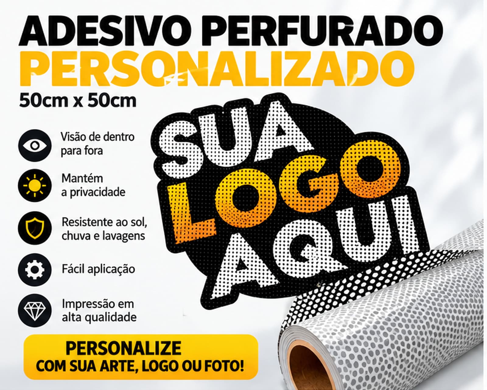 Adesivo perfurado para vitrine