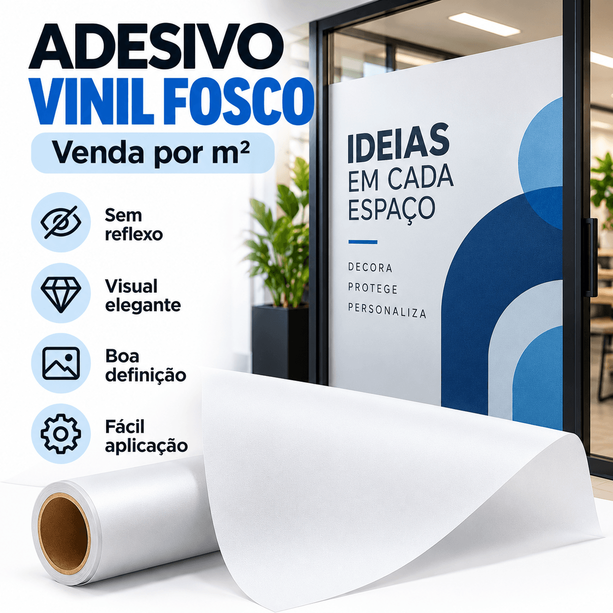 Adesivo vinil fosco por m²